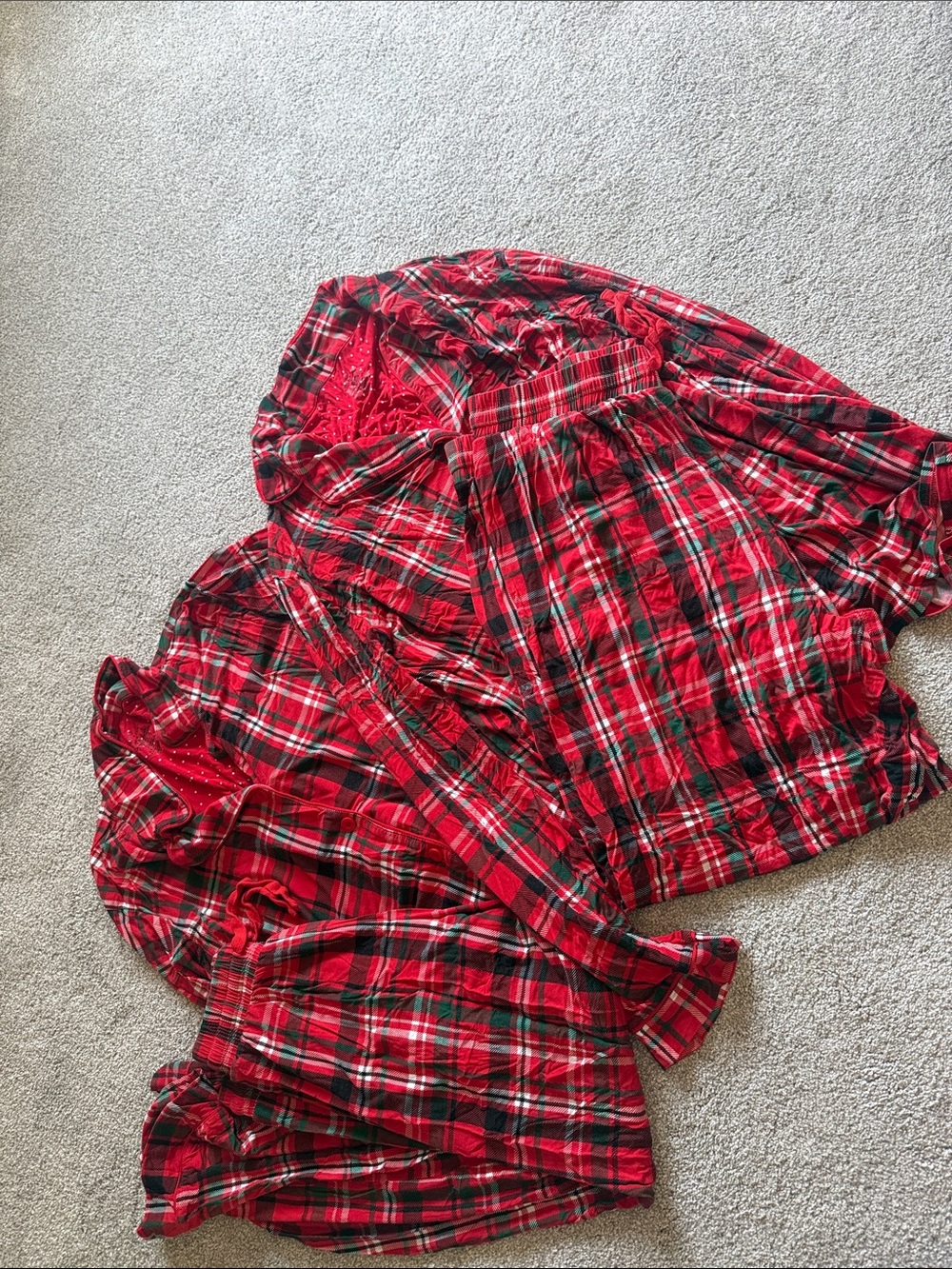 Caden Lane Red Polka Dot Top with Plaid Trim - men & women set